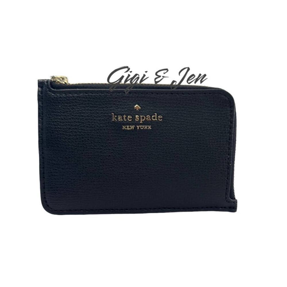 Kate Spade Darcy medium l-zip card holder with Key Ring Black